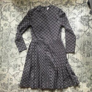 Vintage Carlye Black, Red, and White Plaid Pleated Dress - Size XS/S